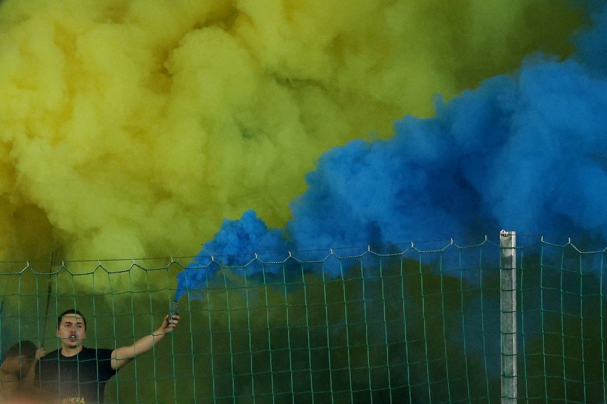 A Ukrainian fan during the UEFA Nations League in Krakow, Poland, September 27, 2022. (REUTERS/Kacper Pempel)