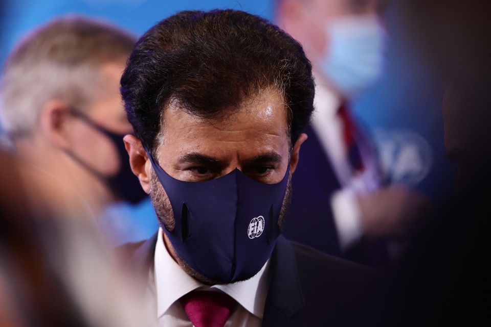 FIA president Mohammed Ben Sulayem during a press conference in Paris, France, on December 17, 2021.  File Photo / Reuters
