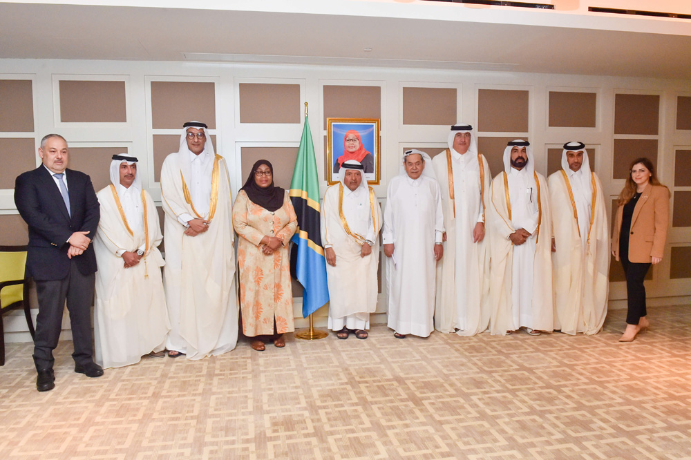 President of the United Republic of Tanzania, H E Samia Soluho Hassan and QBA Chairman Sheikh Faisal bin Qassim Al Thani, QBA board members with other officials during the meeting. 