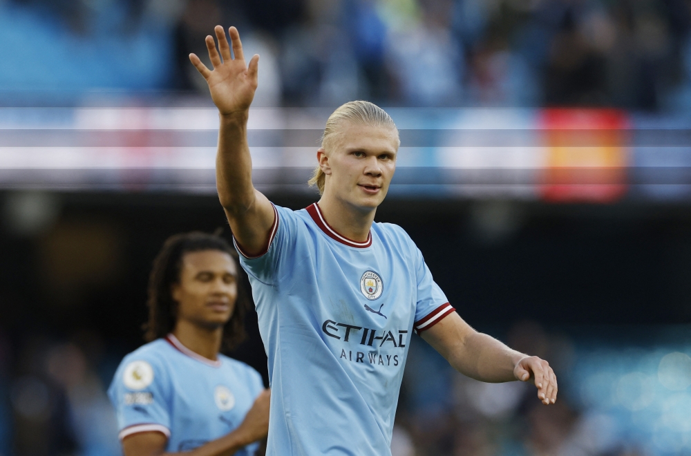 October 8, 2022 Manchester City's Erling Braut Haaland celebrates after the match Action Images via Reuters/Jason Cairnduff