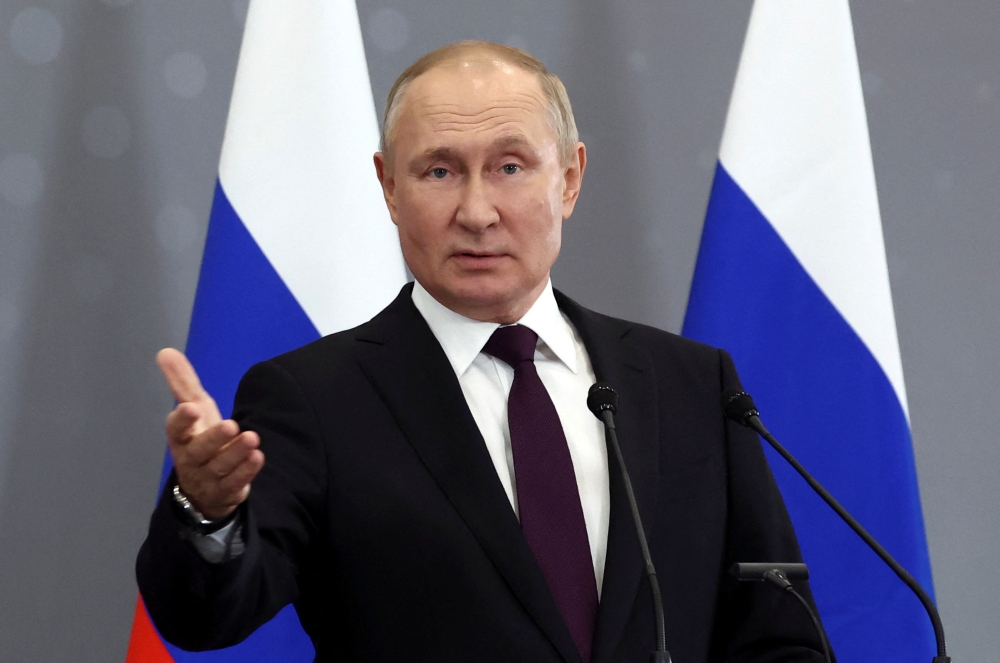 Russian President Vladimir Putin attends a news conference following the Commonwealth of Independent States (CIS) leaders' summit in Astana, Kazakhstan, on October 14, 2022. Sputnik/Valery Sharifulin/Pool via REUTERS