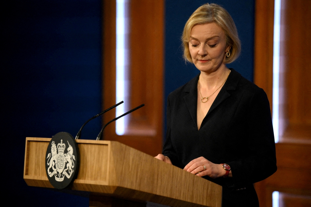 British Prime Minister Liz Truss attends a news conference in London, Britain, on October 14, 2022. Daniel Leal/Pool via REUTERS/File Photo
