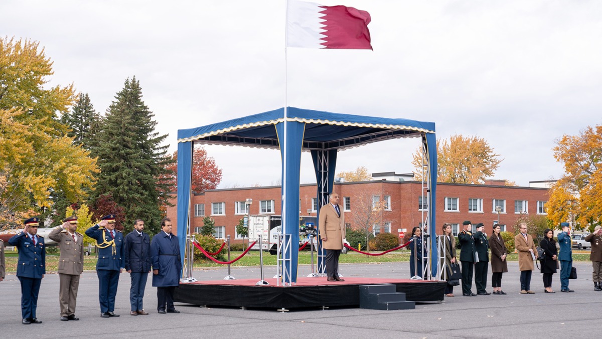 Deputy Prime Minister and Minister of State for Defence Affairs H E Dr. Khalid bin Mohammed Al Attiyah and others during a guard of honour.