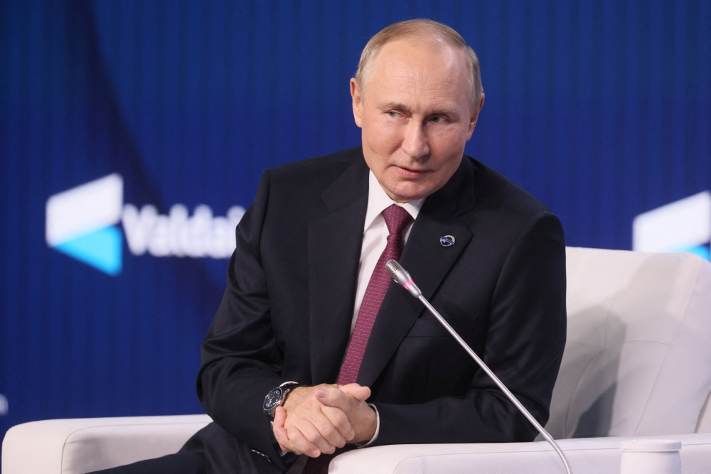 Russian President Vladimir Putin speaks during the 19th Annual Meeting of the Valdai Discussion Club in Moscow, Russia October 27, 2022. Sputnik/Mikhail Metzel/Pool via REUTERS