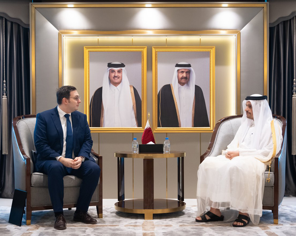 Deputy Prime Minister and Minister of Foreign Affairs H E Sheikh Mohammed bin Abdulrahman Al Thani meeting  with Minister of Foreign Affairs of the Czech Republic H E Jan Lipavsky, yesterday.
