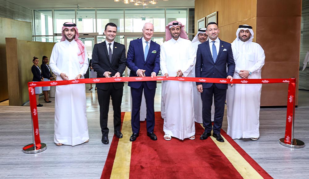 Eng. Abdullah bin Hamad Al Attiyah, Deputy Chairman of Katara Hospitality and Chief Executive Officer of Qatari Diar;  Andrew Humphries, Acting Chief Executive Officer of Katara Hospitality; Cenk Unverdi, Regional General Manager for Rixos Hotels and leadership from Katara Hospitality and Rixos Hotels cut the ribbon to inauguarate the opening of the hotel. 