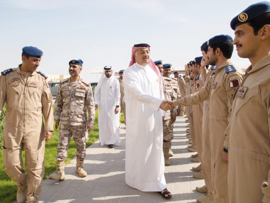 Deputy Prime Minister and Minister of State for Defence Affairs H E Dr. Khalid bin Mohammed Al Attiyah during his visit to check the preparations of the Amiri Air Force and the Amiri Air Defence Force.
