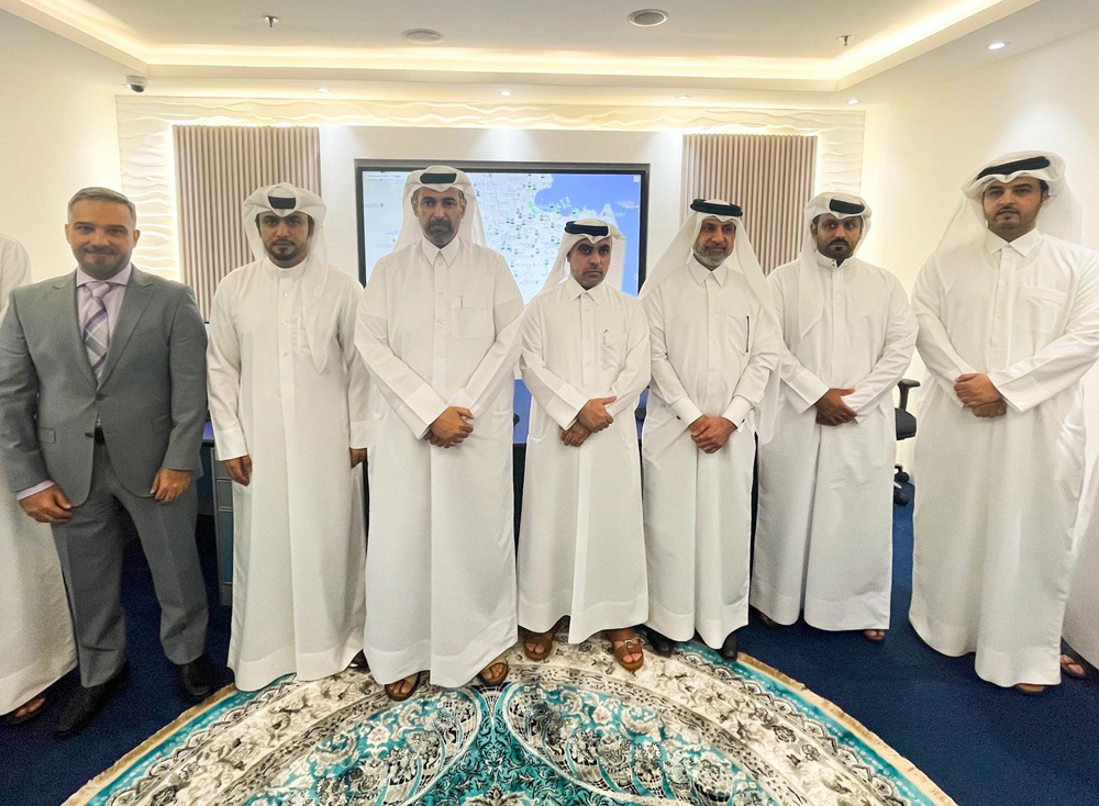 Minister of Environment and Climate Change H E Sheikh Dr. Faleh bin Nasser bin Ahmed bin Ali Al Thani (third left) with officials during the inaugurating ceremony of the Non-Ionizing Radiation Frequency Analysis Unit in Qatar.