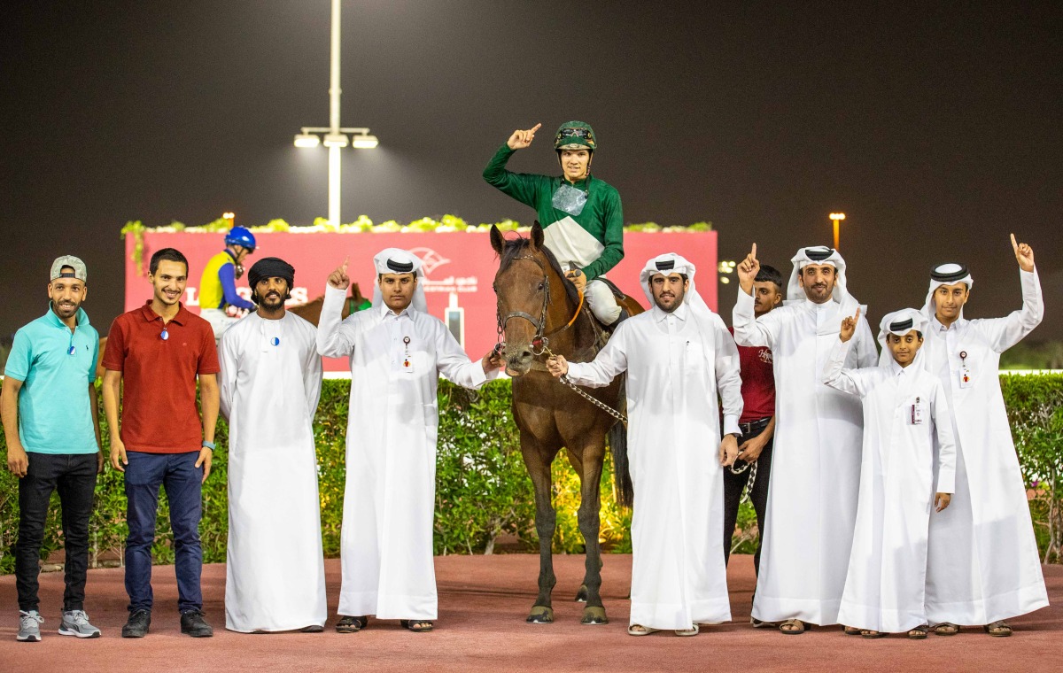 The connection of Local Law celebrate after winning the Brooq Cup yesterday. PIC: Juhaim/QREC 