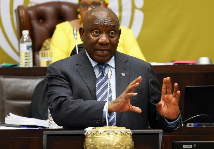 South African President Cyril Ramaphosa responds to questions in parliament surrounding cash allegedly kept on his private farm, and on frequent power outages, as South Africa's struggling power utility Eskom implements regular power cuts, in Cape Town, South Africa, on September 29, 2022. File Photo / Reuters