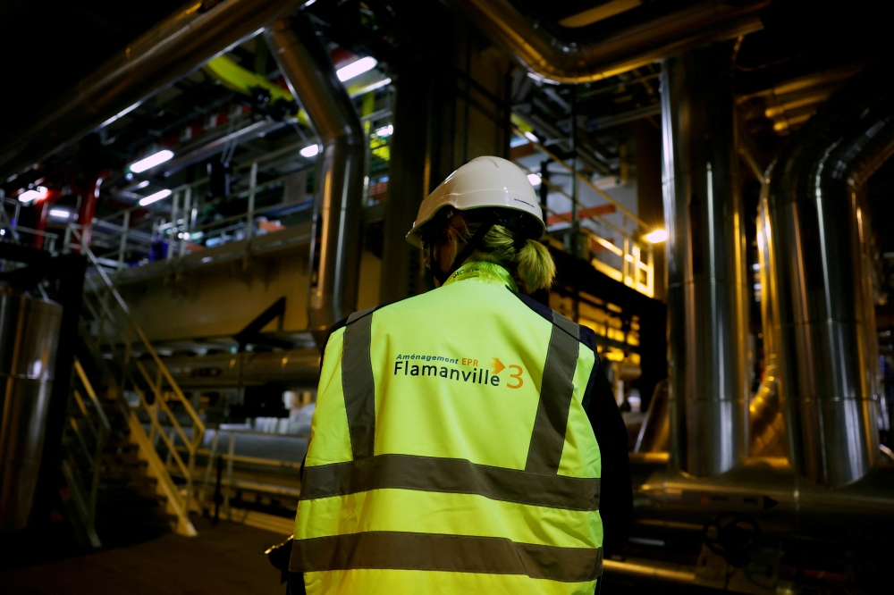 File photo: An EDF worker walks in the turbine hall on the construction site of the third-generation European Pressurised Water nuclear reactor (EPR) in Flamanville, France, June 14, 2022. Reuters/Sarah Meyssonnier/File Photo
