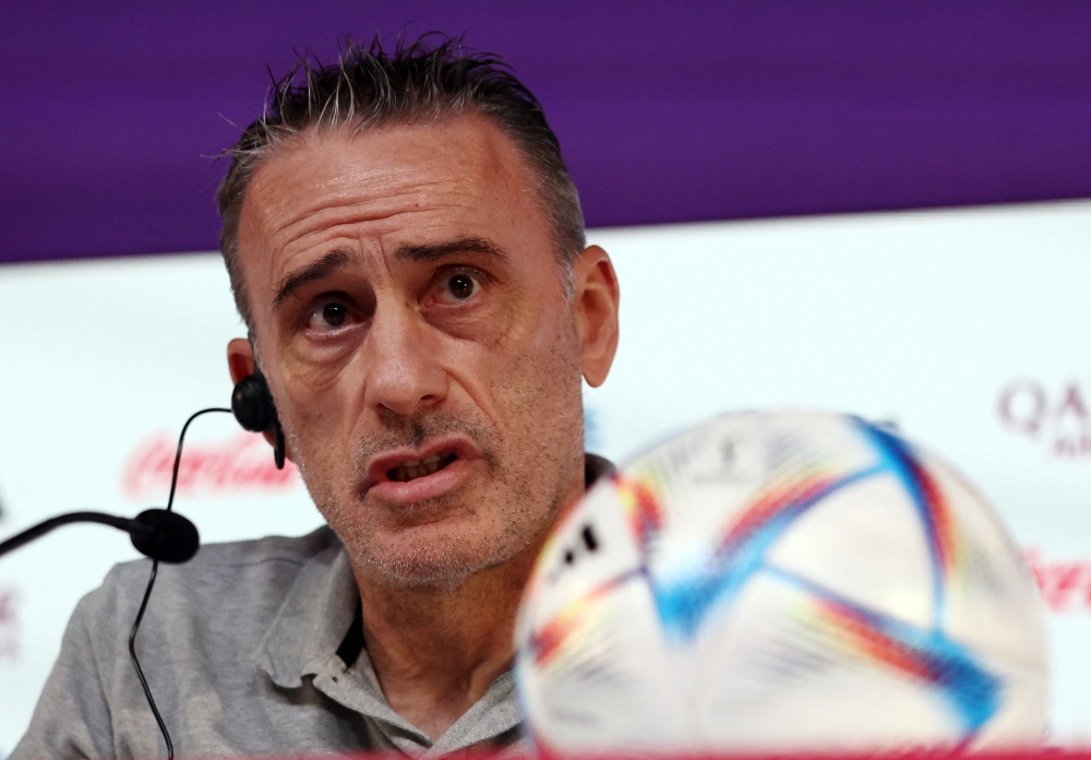 South Korea coach Paulo Bento during a FIFA World Cup Qatar 2022 South Korea Press Conference at the Main Media Center, Doha, Qatar, on December 1, 2022.   REUTERS/Pedro Nunes
 