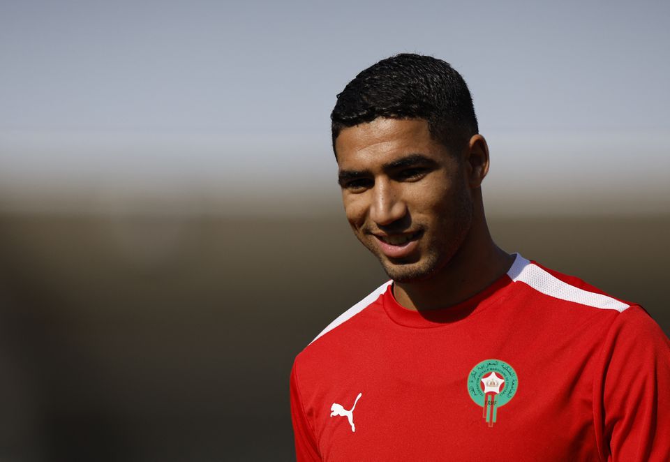 November 22, 2022 Morocco's Achraf Hakimi during training REUTERS/Amanda Perobelli