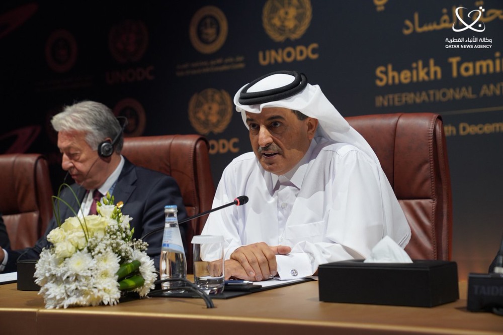 Chairman of the Board of Trustees of the Rule of Law and Anti-Corruption Centre H E Dr. Ali bin Fetais Al Marri  (right) during the ceremony.