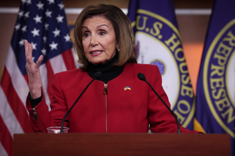 US Speaker of the House Nancy Pelosi during her weekly press conference at the US Capitol in Washington on December 15, 2022. (Photo by Win Mcnamee / Getty Images via AFP)