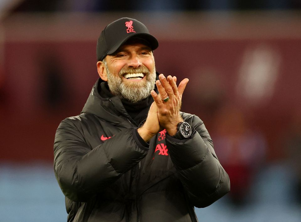 Liverpool manager Juergen Klopp celebrates after the English Premier League match between Aston Villa and Liverpool at Villa Park, Birmingham, Britain, on December 26, 2022.  File Photo / Reuters