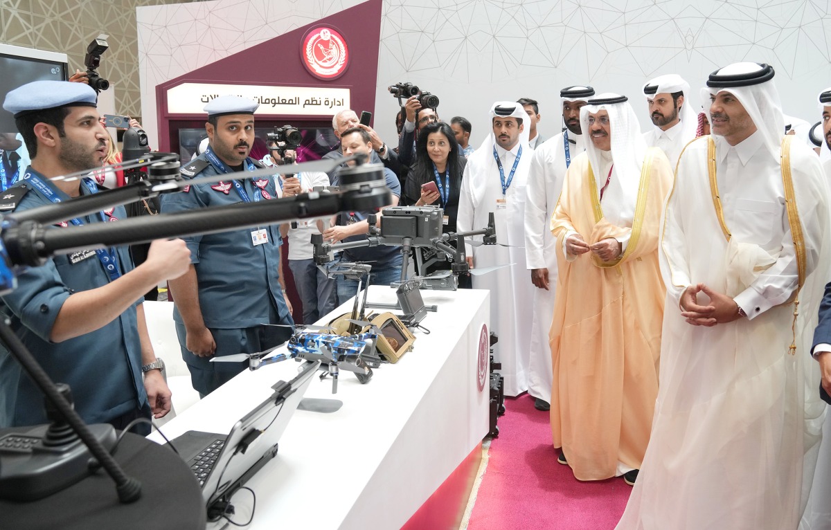 Prime Minister and Minister of Interior H E Sheikh Khalid bin Khalifa bin Abdulaziz Al Thani at the inauguration of 14th edition of Milipol Qatar, at DECC, Doha.