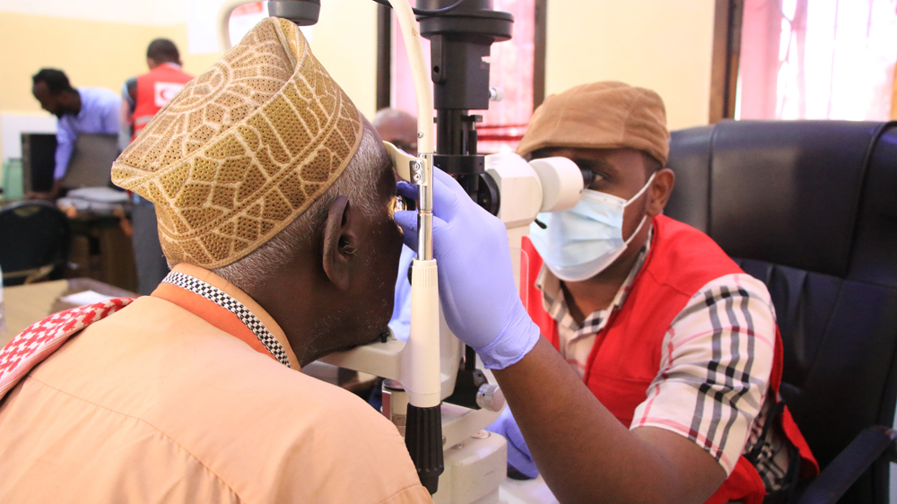 A beneficiary receiving treatment under QRCS’s medical convoy mission in Somalia.