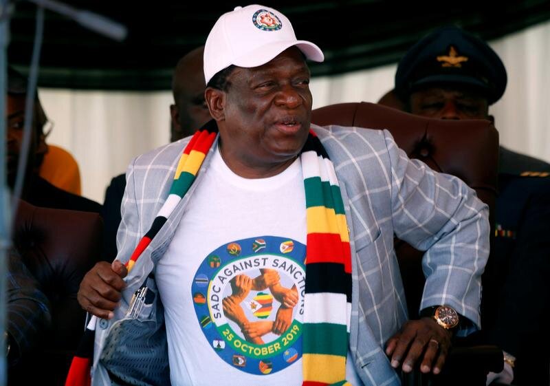 Zimbabwe President Emmerson Mnangagwa attends a rally against Western sanctions in Harare, Zimbabwe on October 25, 2019. File Photo / Reuters