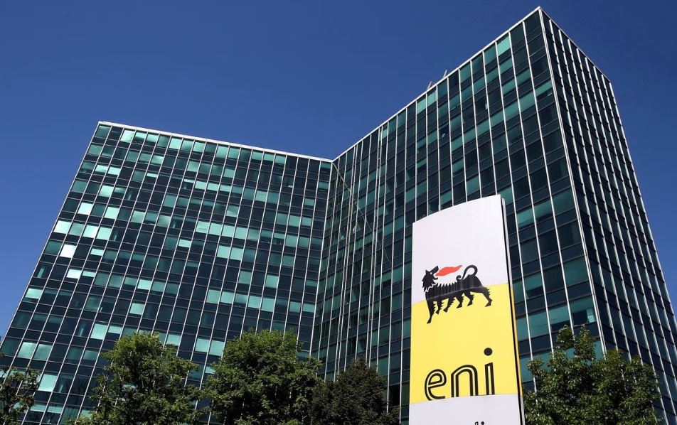 Eni's logo is seen in front of its headquarters in San Donato Milanese, near Milan, Italy, April 27, 2016. (REUTERS/Stefano Rellandini)