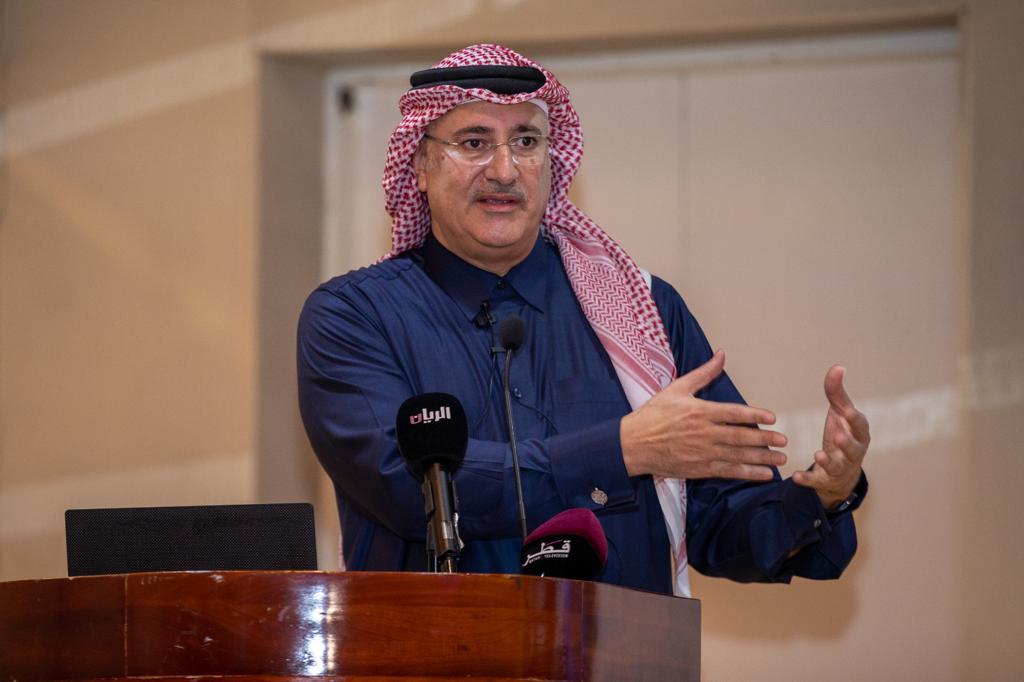 Ashraf Abu Issa, Chairman of the Board of Directors of Abu Issa Holding, delivering a lecture on economic diplomacy.