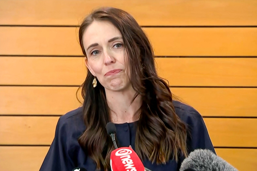 This video frame grab from TVNZ via AFPTV taken on January 19, 2023 shows New Zealand's Prime Minister Jacinda Ardern announcing she will resign from her post next month, in Wellington. Photo by various sources / AFP