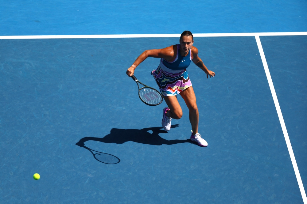 Belarus' Aryna Sabalenka in action during her third round match against Belgium's Elise Mertens Reuters/Hannah Mckay