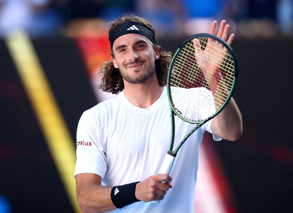 January 27, 2023 Greece’s Stefanos Tsitsipas celebrates winning his semi final match against Russia's Karen Khachanov REUTERS/Hannah Mckay