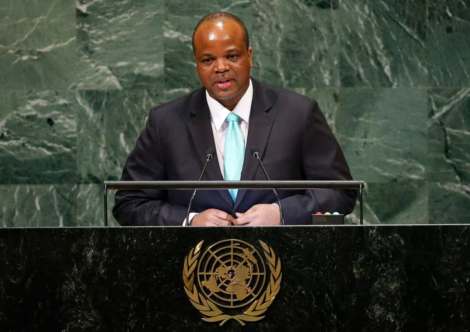 Eswatini's King Mswati III addresses the 73rd session of the United Nations General Assembly at U.N. headquarters in New York, U.S., September 26, 2018. File Photo: REUTERS/Eduardo Munoz





