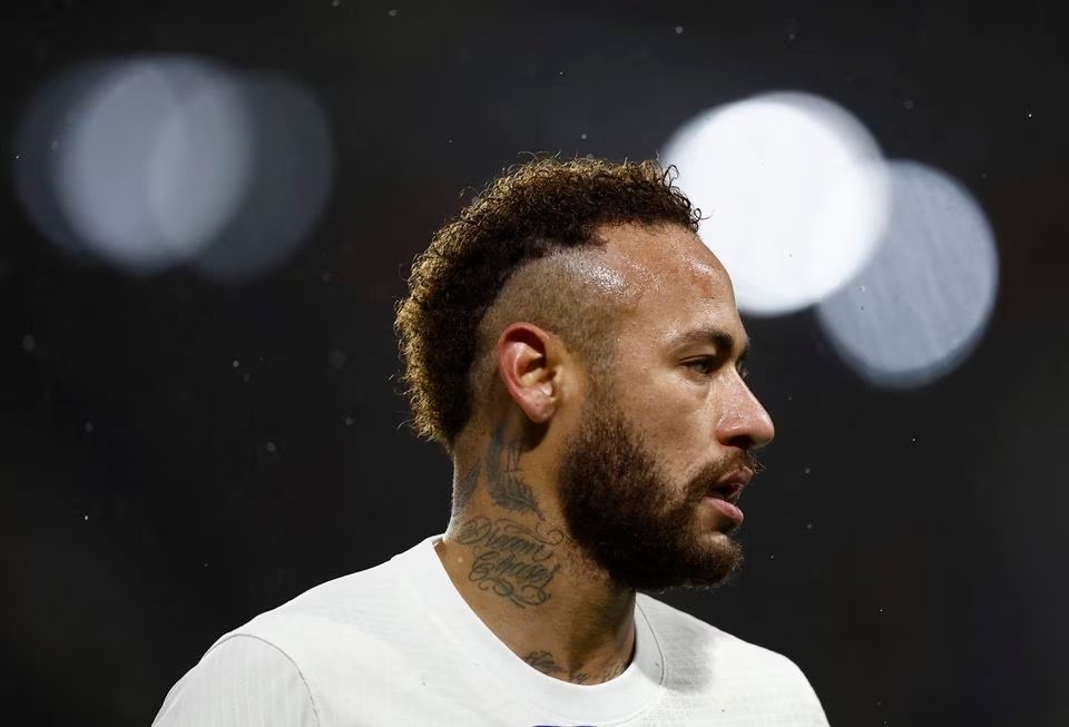 Soccer Football - Ligue 1 - Stade Rennes v Paris St Germain - Roazhon Park, Rennes, France - January 15, 2023 Paris St Germain's Neymar reacts REUTERS/Stephane Mahe
