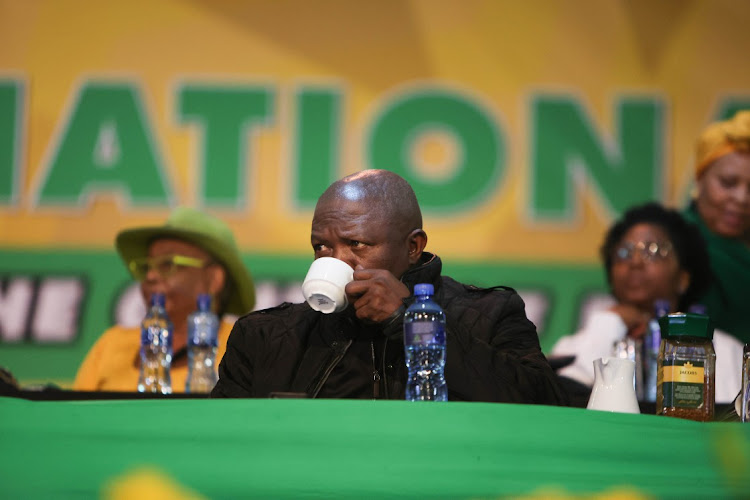 ANC Deputy President David Mabuza sips a hot drink during the nomination process on December 17 2022 at Nasrec during the 55th ANC national conference. Image: Alaister Russell