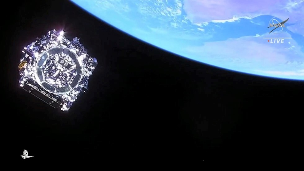 In this still picture from a NASA TV broadcast, the James Webb Space Telescope separates from Arianespace's Ariane 5 rocket after its 2021 launch. (NASA TV/AFP/File)

