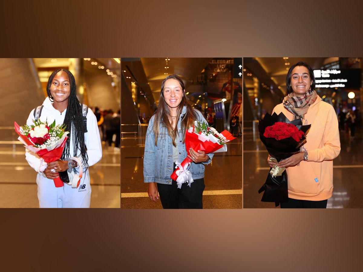 From left: Coco Gauff, Jessica Pegula and Caroline Garcia upon their arrival at the Hamad International Airport 