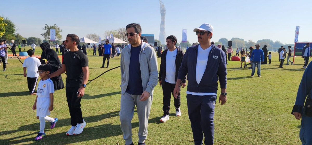 The Minister of Labour HE Dr. Ali bin Samikh Al Marri participates in the National Sport Day 2023 at Aspire Park in Doha on February 14, 2023.  Photos: Abdul Basit / The Peninsula