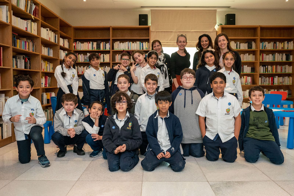 A group of Doha Academy Al Waab Primary students during their visit to the French Institute in Qatar, recently.