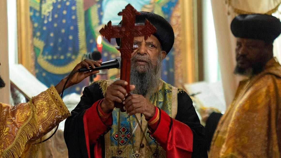 Abune Mathias, the patriarch of the Ethiopian Orthodox Tewahedo Church prays on February 06, 2023. PHOTO | AMANUEL SILESHI | AFP