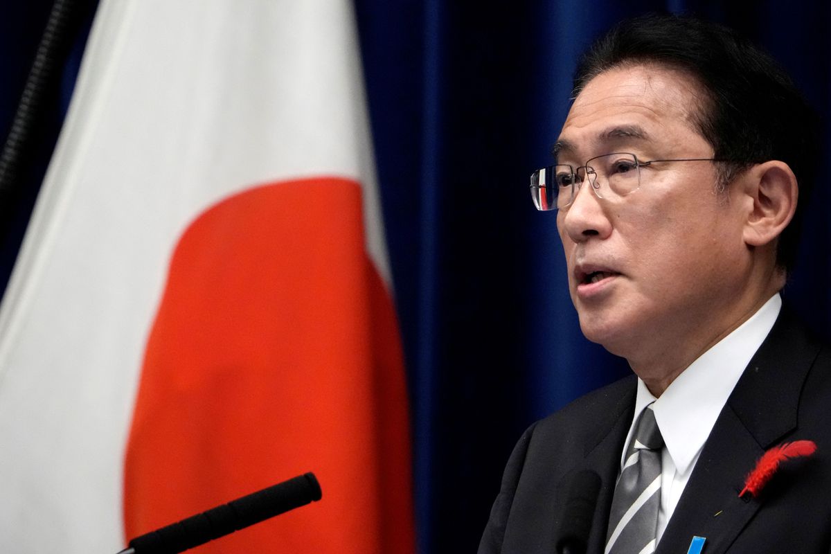 Japanese Prime Minister Fumio Kishida speaks during a news conference at the prime minister's official residence in Tokyo, Japan, October 14, 2021. (Eugene Hoshiko/Pool via REUTERS)