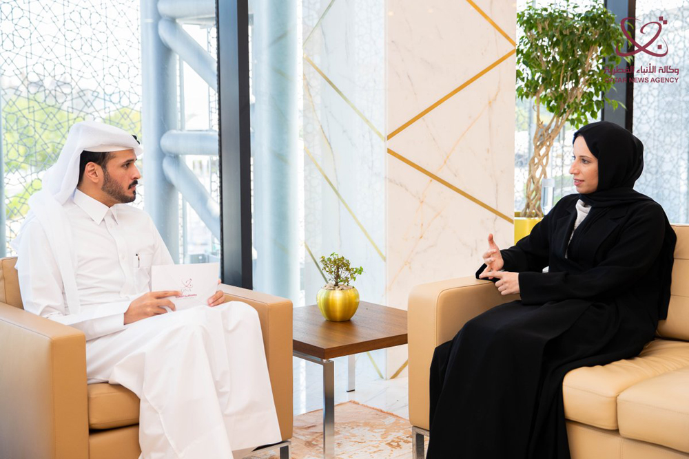 Minister of Education and Higher Education H E Buthaina bint Ali Al Jabr Al Nuaimi during an interview with QNA. 
