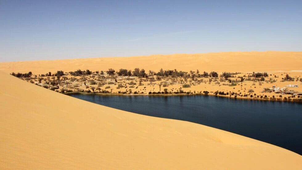 Lake Gaberoun, an oasis in Libya's Sabha district. File photo / AFP
