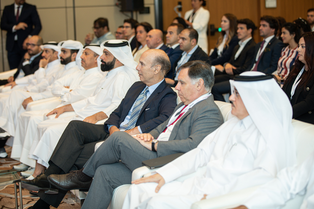 Ambassador of Spain to Qatar H E Javier Carbajosa Sanchez (third right) and Secretary General of the QRDI Council Eng. Omar Ali Al Ansari (center) along with other officials during the event.