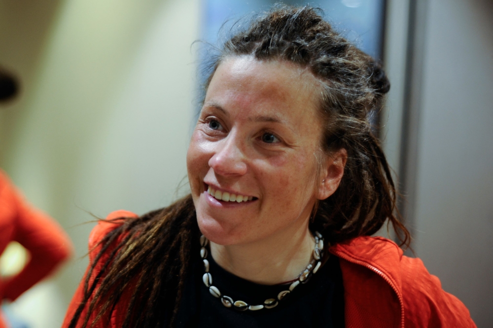 In this picture taken on May 8, 2023, Norwegian climber Kristin Harila speaks during an interview with AFP at a hotel in Kathmandu. Photo by Bikash KARKI / AFP