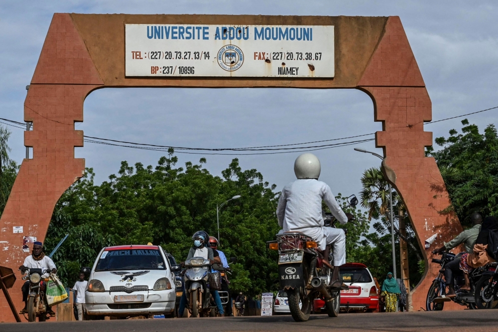 This images shows the entrance to the Abdou Moumouni University of Niamey on September 19, 2023. (Photo by AFP)
