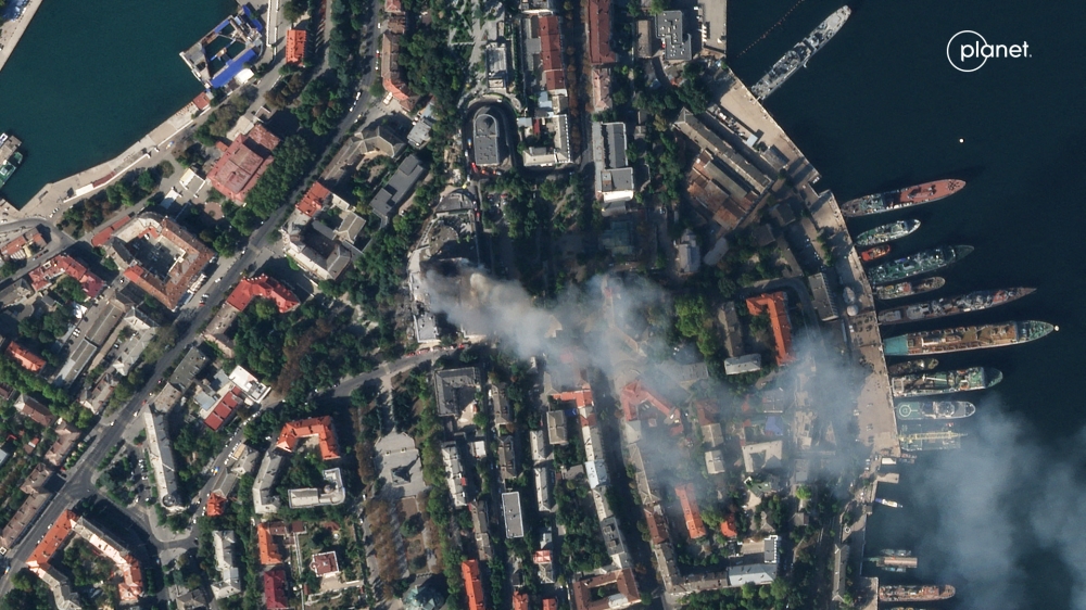 Handout satellite image released on September 23, 2023 by Planet Labs PBC shows aerial view of the city of Sevastopol after a missile attack struck the headquarters of Moscow's Black Sea fleet in annexed Crimea on September 22, 2023. (Photo by Handout / Planet Labs PBC / AFP) 
