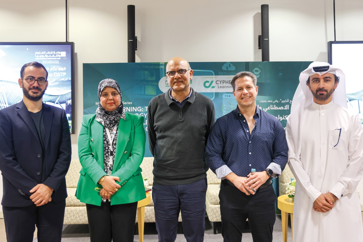 From left to right: Johnny Karam, Dr. Mayamin Altae, Dr Sanjay Chawla, Iyad Jabri, and Essa Al Jamali during the event organised by QSTP, recently.