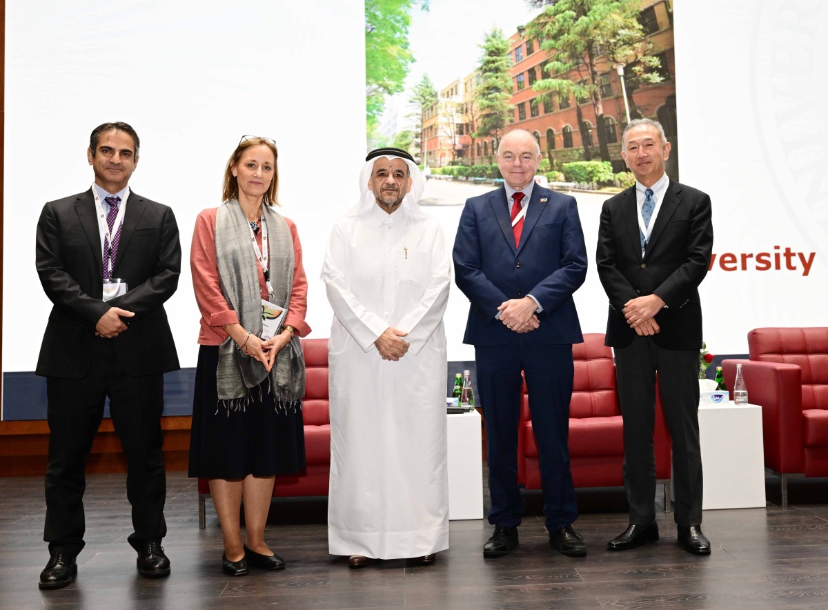 QU President Dr. Omar Al Ansari with other guests at the conference which attracted over 300 participants including 100 university leaders.