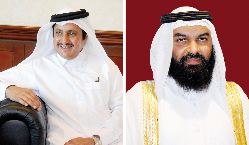 Chairman of Qatar Chamber  and First Vice-President of the Islamic Chamber Sheikh Khalifa bin Jassim Al Thani (left) and Qatar Chamber board member Dr. Mohamed bin Jawhar Al Mohamed.