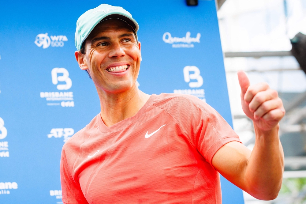 Spain's Rafael Nadal attends a promotional event ahead of the Brisbane International tennis tournament in Brisbane on December 29, 2023. (Photo by Patrick HAMILTON / AFP)
