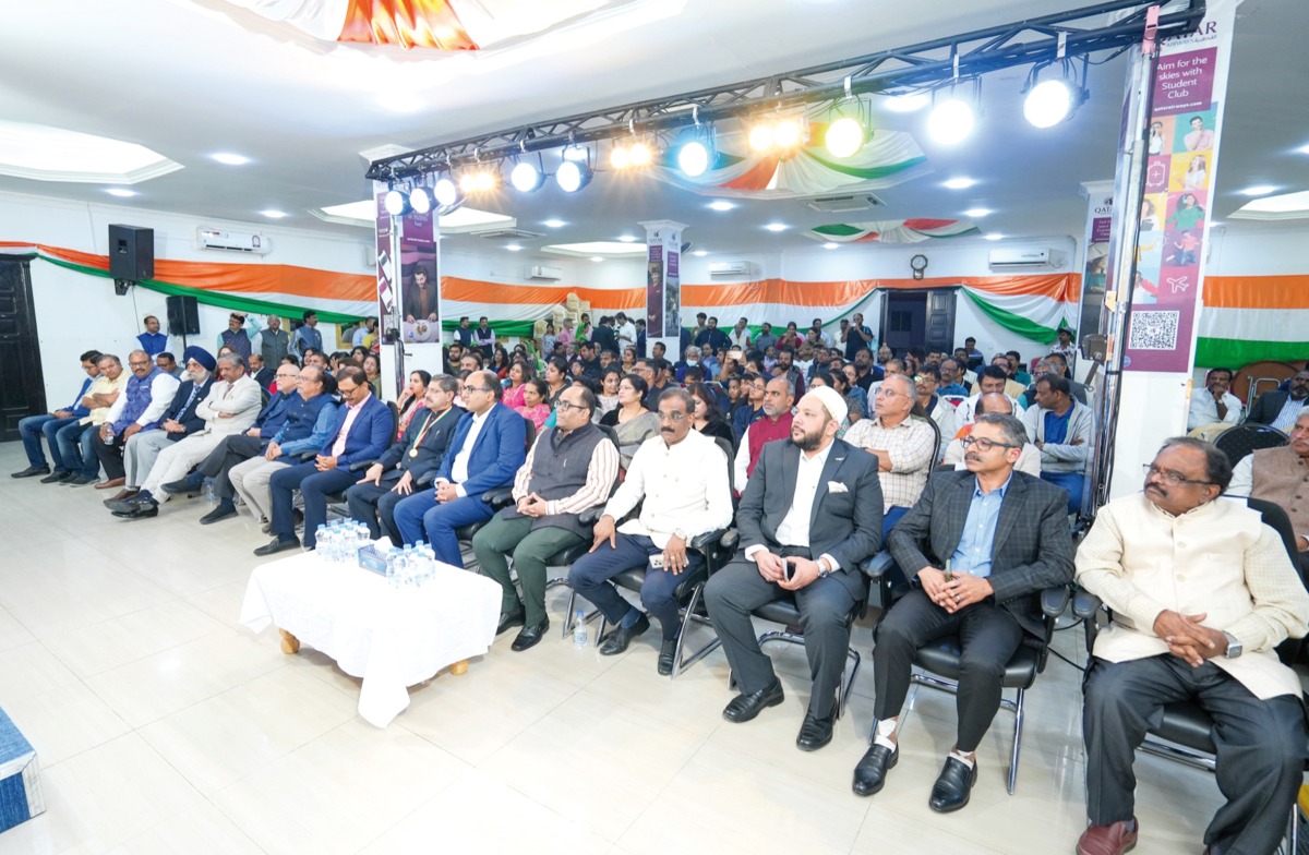 Ambassador of India to Qatar H E Vipul (sixth right) and other guests at the event.