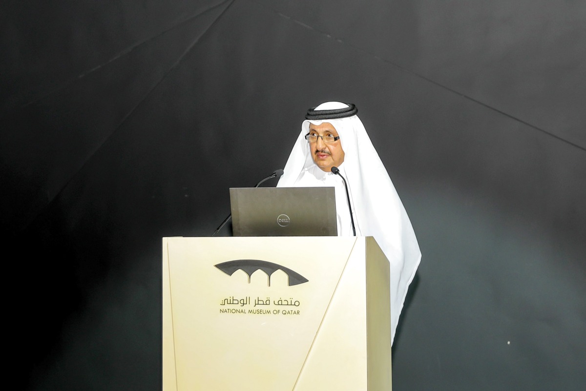 Chairman of Qatar Chamber, Sheikh Khalifa bin Jasim Al Thani speaking during the event. 