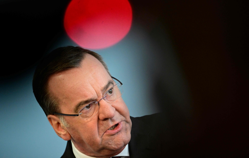 German Defence Minister Boris Pistorius gives a press conference on March 5, 2024 in Berlin to comment on a leaked audio recording of senior German army officers discussing the Ukraine war. (Photo by Tobias Schwarz / AFP)